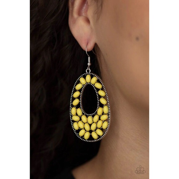 Beaded Shores Yellow Earrings (11) - Picture 1 of 3